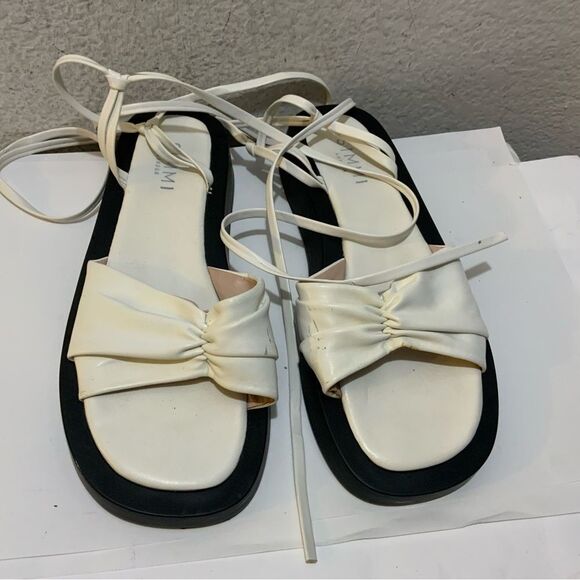 Simmi London Naeva tie ankle flatform sandals in white size 9 - Picture 3 of 10